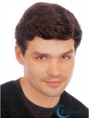 Human Hair Short Wavy Man Toupee