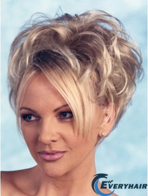 Curly Synthetic Blonde Short Fashion 3/4 Wigs