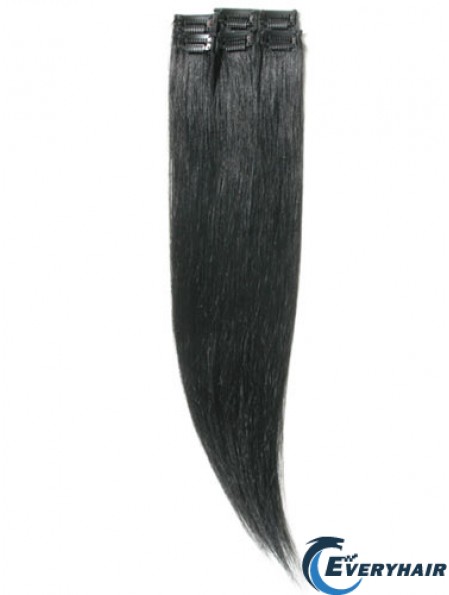 Amazing Black Straight Remy Human Hair Clip In Hair Extensions