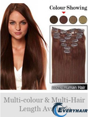 Hairstyles Auburn Straight Remy Human Hair Clip In Hair Extensions