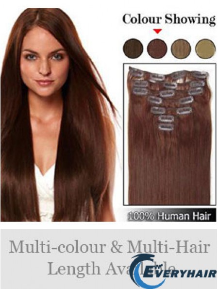 Hairstyles Auburn Straight Remy Human Hair Clip In Hair Extensions