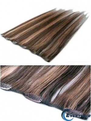 High Quality Brown Straight Remy Human Hair Clip In Hair Extensions