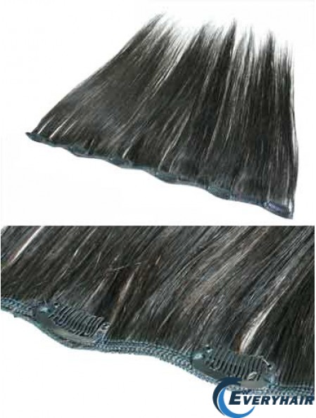Fabulous Black Straight Remy Human Hair Clip In Hair Extensions