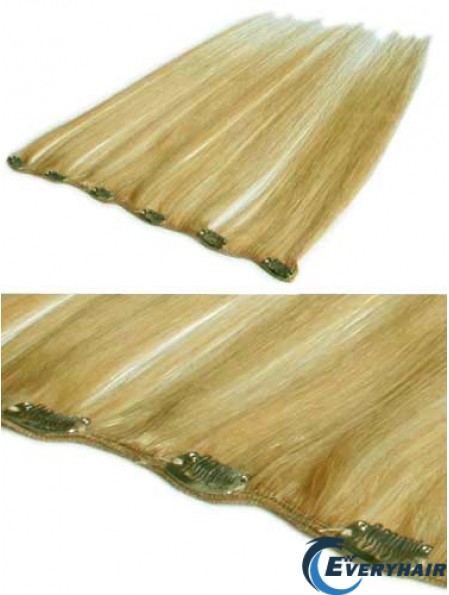 Flexibility Blonde Straight Remy Human Hair Clip In Hair Extensions