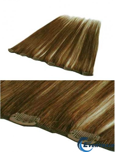 Beautiful Brown Straight Remy Human Hair Clip In Hair Extensions