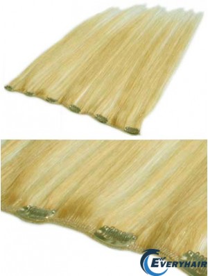 Affordable Blonde Straight Remy Human Hair Clip In Hair Extensions