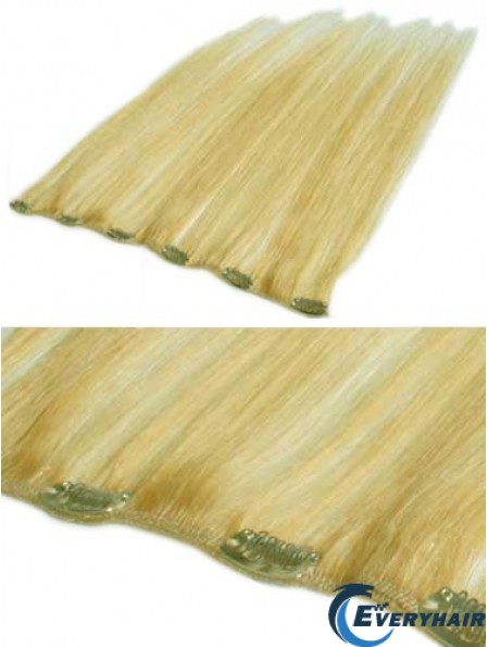 Affordable Blonde Straight Remy Human Hair Clip In Hair Extensions