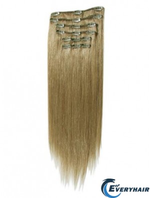 Natural Brown Straight Remy Human Hair Clip In Hair Extensions