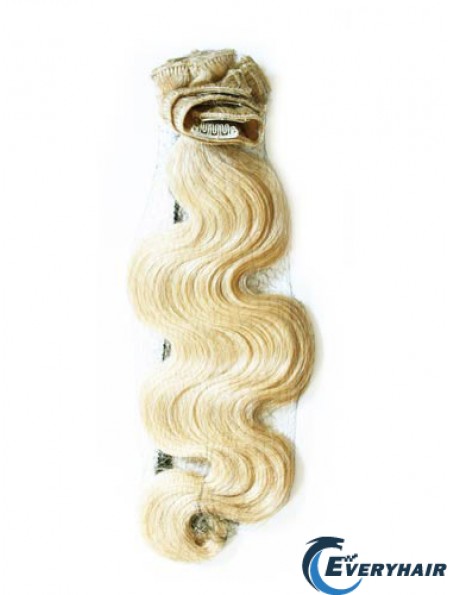 Stylish Blonde Wavy Remy Human Hair Clip In Hair Extensions
