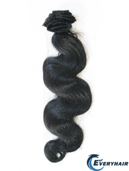 Black Wavy Style Remy Human Hair Tape In Hair Extensions