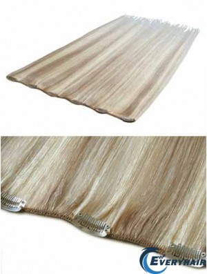 Convenient Blonde Straight Remy Human Hair Clip In Hair Extensions