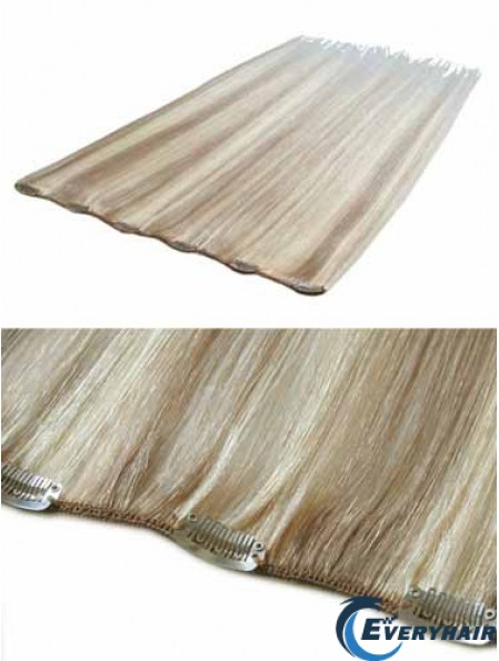 Convenient Blonde Straight Remy Human Hair Clip In Hair Extensions