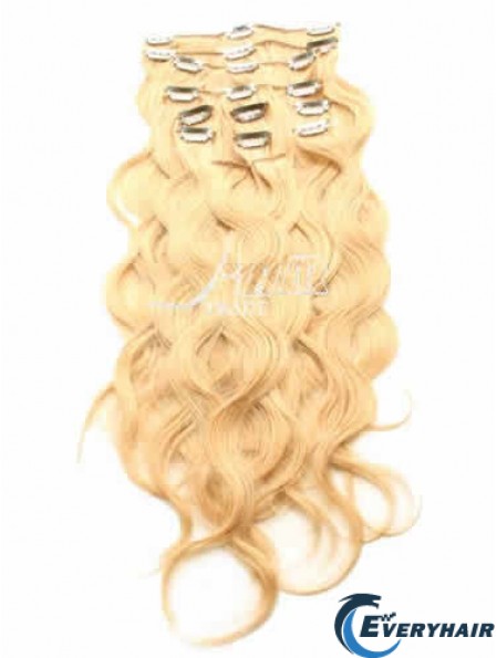 Ideal Blonde Curly Remy Human Hair Clip In Hair Extensions