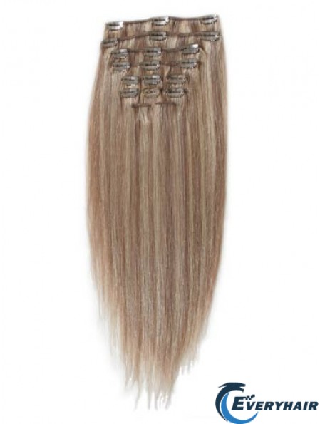 Great Blonde Straight Remy Human Hair Clip In Hair Extensions