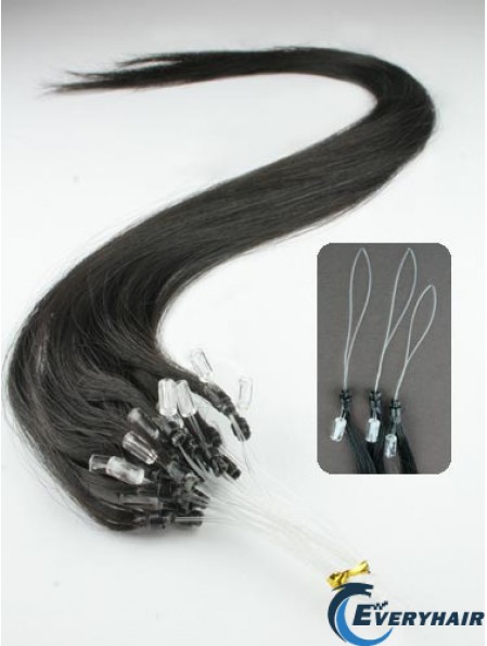 Convenient Black Straight Micro Loop Ring Hair Extensions