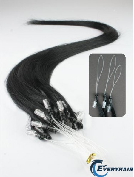 Fashionable Black Straight Micro Loop Ring Hair Extensions