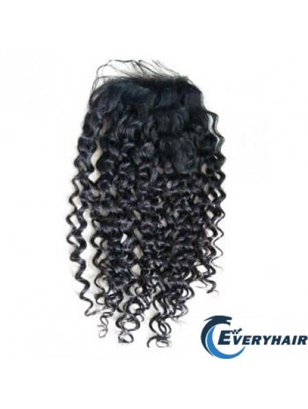 Lace Closures Curly Style Black Color Long Length With Remy