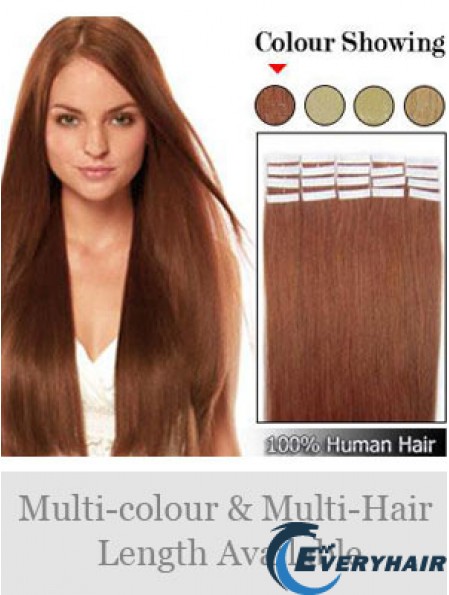 Auburn Straight Ideal Remy Human Hair Tape In Hair Extensions
