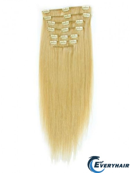 Suitable Blonde Straight Remy Human Hair Clip In Hair Extensions