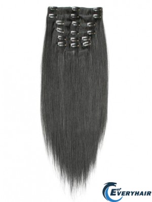 Incredible Black Straight Remy Human Hair Clip In Hair Extensions