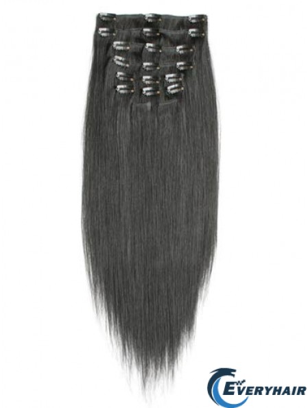 Incredible Black Straight Remy Human Hair Clip In Hair Extensions
