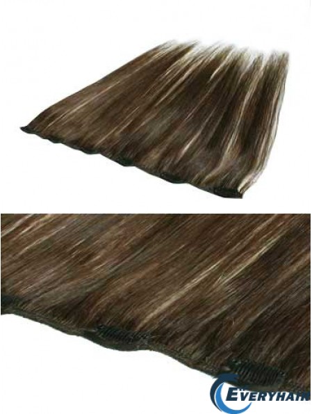 Convenient Brown Straight Remy Human Hair Clip In Hair Extensions