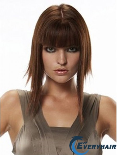 Human Hair Hairpieces Straight Style Long Length Auburn Color