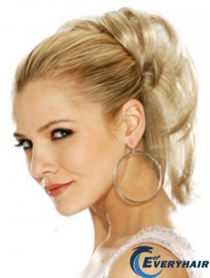 Hairpieces Clip In Blonde Color Straight Style With Synthetic