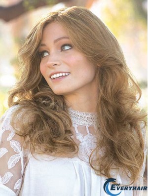 Blonde Long 16 inch Without Bangs Modern Human Hair Wigs