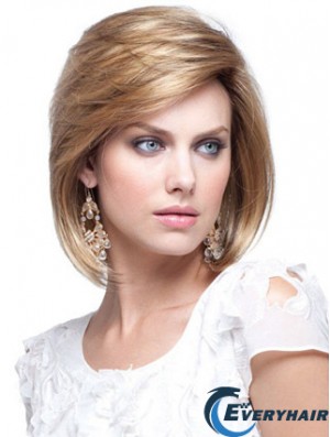 Human Hair Bob Wigs Chin Length Capless Blonde Color Bobs Cut