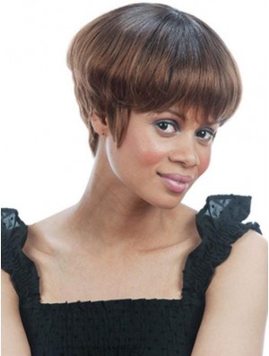 Brown Boycuts Straight 4 inch Human Wigs