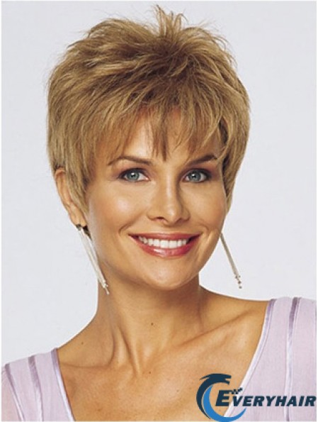 Front Lace Human Hair Wigs With Monofilament Cropped Length Boycuts