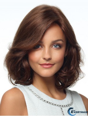 Beautiful Curly Human Hair Wigs With Monofilament Layered Cut Brown Color
