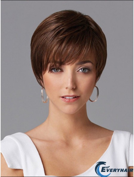 Hair Wigs For Women Cropped Length Straight Style Auburn Color