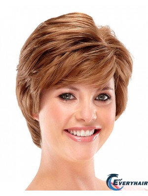Designed Auburn Short Wavy Layered 6 inch Human Hair Wigs