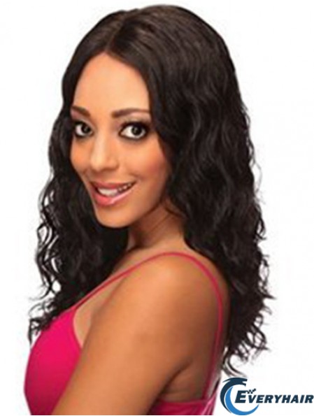 Human Lace Front Wigs Black Color Shoulder Length Wavy Style