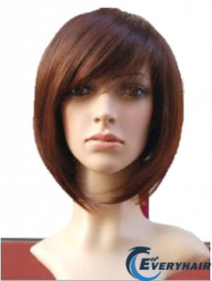 Auburn 10 inch Wavy Short Remy Human Hair Monofilament Bob Wigs