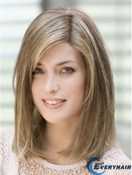 14 inch Flexibility Blonde With Bangs Lace Front Human Hair Wigs