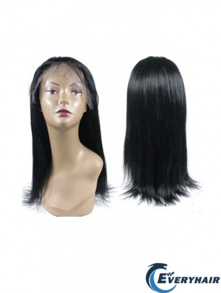 Black Full Lace Straight Long Hand Tied Human Hair Wigs