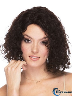 Curly Brazilian Human Hair Shoulder Length Brown Color