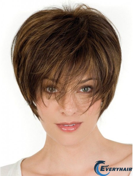 Human Hair Brown Wigs With Lace Front Wavy Style