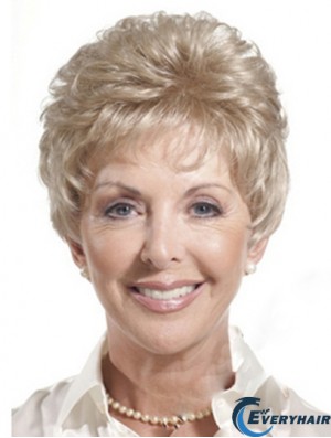 Real Hair Wigs For Older Women Cropped Length Auburn Color Classic Cuts
