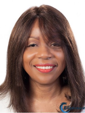 14 inch Auburn Shoulder Length With Bangs Straight Hairstyles Lace Wigs