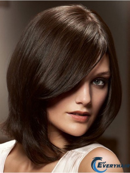 12 inch Brown Chin Length Layered Straight Flexibility Lace Wigs