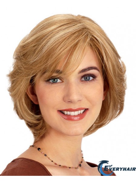 Human Hair 10 inch Wig Blonde Chin Length Layered Wavy Sassy Lace Wigs