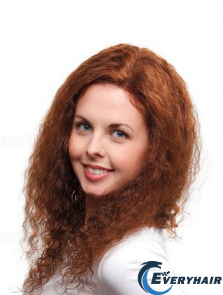 Curly Auburn Remy Human 100% Hand Tied Mono Wigs