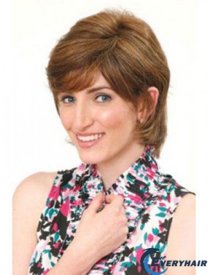 Classic Fabulous Straight Brown Chin Length Human Hair Wigs