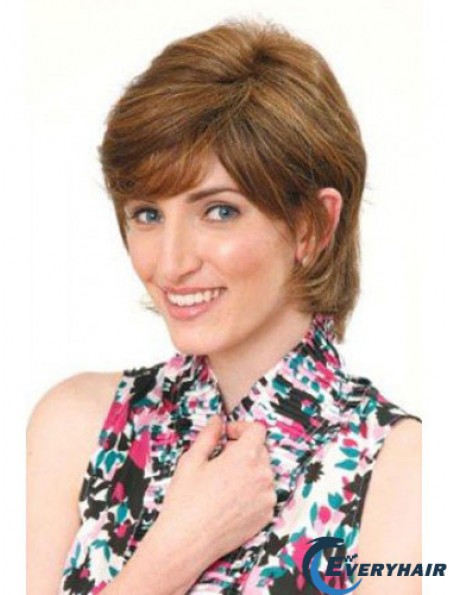 Classic Fabulous Straight Brown Chin Length Human Hair Wigs