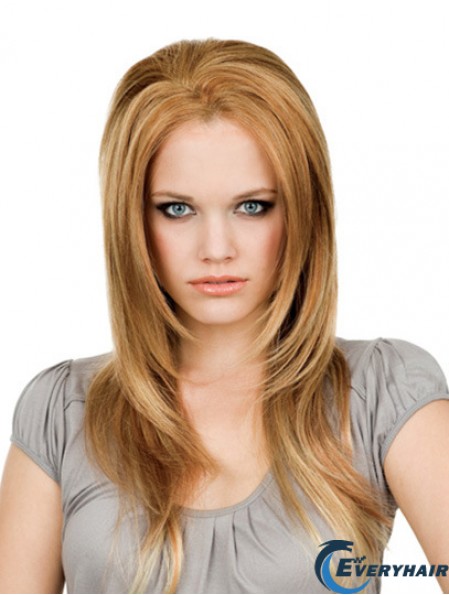  Remy Human Hair Lace Front Blonde Modern Long Wigs