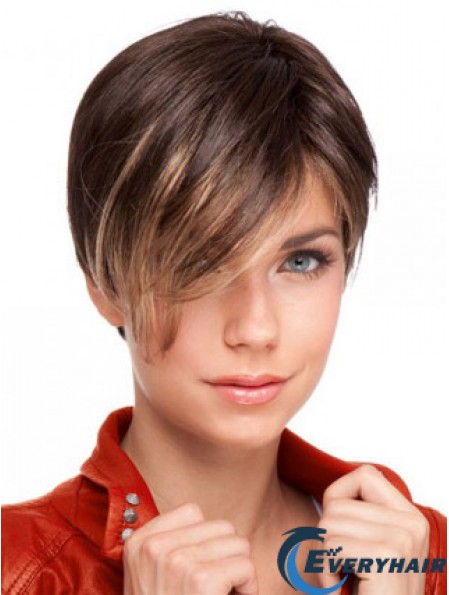 Auburn Cropped Designed Straight Boycuts Lace Wigs